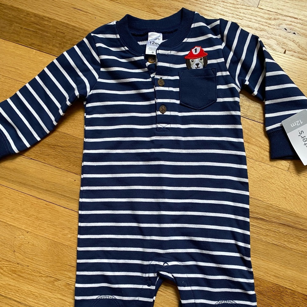 NWT: Carter’s One Piece Romper in Navy Stripe